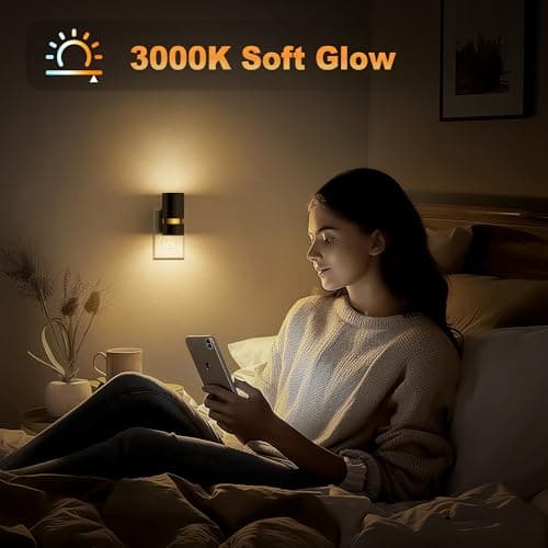 JandCase Night Lights Plug into Wall, Automatic Night Light with Dusk to Dawn, 2 Pack 0-100LM Dimmable Plug in LED Nightlight 3000K Soft Warm for Bedroom, Hallway, Stairs - Thumbnail 5