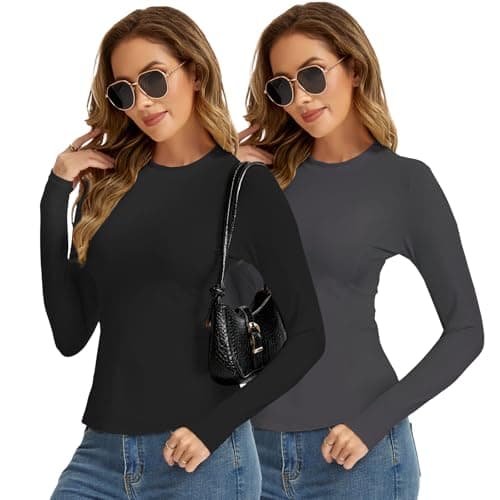 Women Thermal Shirts, Base Layer Long Sleeve Workout Tops Winter Warm Fleece Lined Underwearshirt for Skiing Running - Image 1