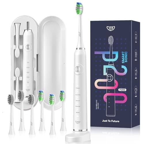 JTF Sonic Electric Toothbrush for Adults: 5 Customized Modes for Effective Yet Gentle Cleaning, 2 Types of Heads for Sensitive Teeth & Braces - with Travel Case and Wireless Charging for Daily Care - Image 1