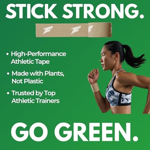 Athletic Tape - Biodegradable Eco-Friendly Sports Tape - Strong Adhesive Athletic Wrap for Ankle Wrist Knee Fingers - Compression Tape for Sports Training Recovery - Zinc Oxide-Free Adhesive (3-Pack) - Thumbnail 6