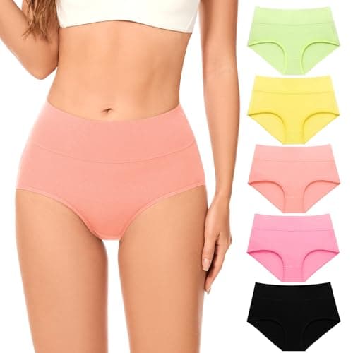 CleainKorte Womens Cotton Underwear High Waisted Briefs Full Coverage Soft Ladies Panties Multipack 5 Pack - Image 1