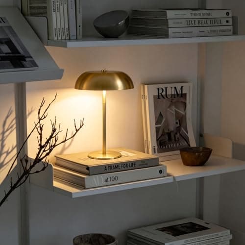 Portable LED Mushroom Table Lamp, Cordless Gold Table Lamp with 3 Color Stepless Dimming, Touch Control, Adjustable Height, Touch Lamp for Nightstand, Bedroom, Coffee Table, Bar, Restaurant, Wedding - Thumbnail 5