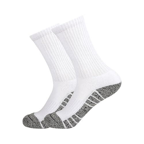 Crew Socks for Men, Mens White Socks Athletic Feetures Cushioned with Arch Support Cotton Running Hiking Essentials Moisture,1-Pairs Premium Trial Pack - Image 1