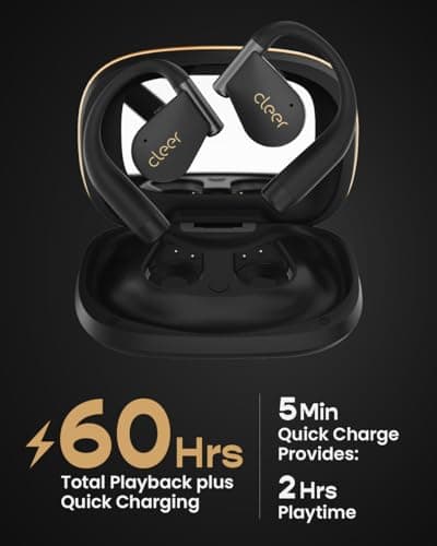 Cleer ARC 5 Open-Ear Headphones with Dolby Atmos & THX Spacial Audio – Smart Case with Touchscreen, 60H Battery, Bluetooth 5.4 Multipoint, IPX7 Waterproof Wireless Earbuds for Running & Workouts,Black - Thumbnail 3