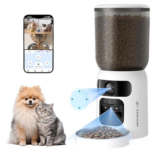 Centvicam Automatic Cat Feeder with Two Camera: 5G WiFi Automatic Dog Feeder with Laser Pointer, 6L Automatic Cat Food Dispenser with Night Vision for Multiple Pet, Detachable for Easy Clean -24 Cup - Image 1