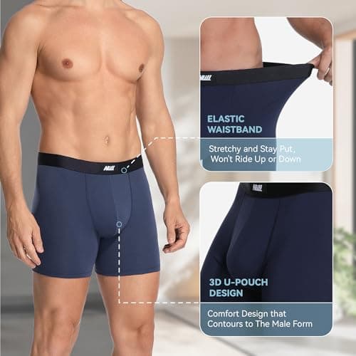 Nullktie Ultra Soft Modal Men's Underwear, Breathable Boxer Briefs No Fly, 4 Pack - Thumbnail 4