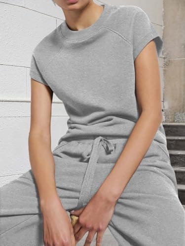 COCOMARTS Women's Summer 2 Piece Sets Lounge Set Short Sleeve Wide Leg Casual Beach Vacation Clothes Tracksuit Matching Travel Outfits - Thumbnail 4