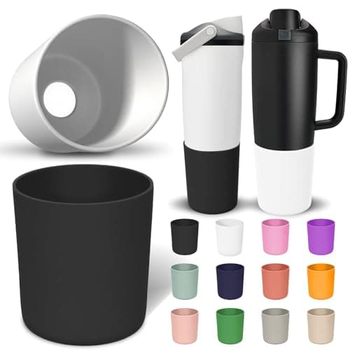 2 Pack Higher Silicone Boot for Owala Water Bottle 30oz & 40oz FreeSip Sway & Tumblers - Extra-Thick & Tall Protection Anti-Slip Base Cover, Prevents Scratches Water Bottle Accessories(Black/White) - Image 1