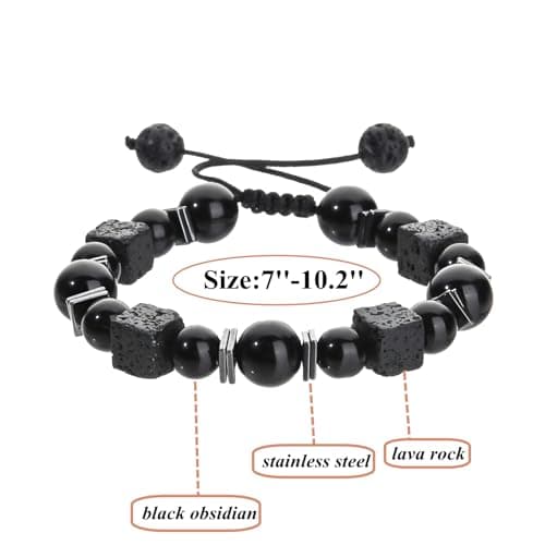 Personalized Graduation Gifts for Him Her,Cool Graduation Bracelets for Him,Graduation Gifts for College/High School/Nurse/8th Grade/Middle School/5th Grade/Masters Degree (black obsidian+lava rock) - Thumbnail 5