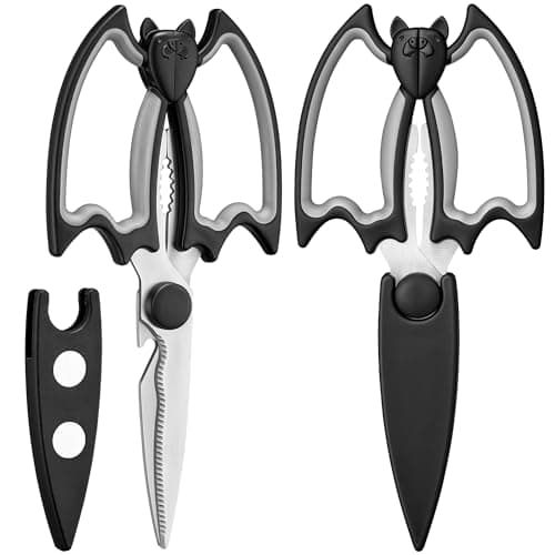 OMDAR Kitchen Scissors All Purpose 2 Pack - Halloween Goth Cute Kitchen Shears - Heavy Duty Stainless Steel Cooking Shears for Cutting Meat, Food, Poultry - Featuring a Magnetic Protective Sheath - Image 1