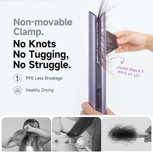 Hair Dryer Air Straightener Non-Movable Clamp Flat Iron No Heated Plates No Damage No Hand-Feeding Automatic Draws Hair Straighteners 2 in 1 Dry & Straight Styling Blower Tool for Women 1A to 2A Hair - Thumbnail 3