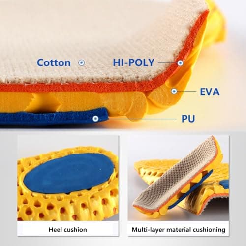 XINIFOOT 3 Pairs Elastic Shock Absorbing Shoe Insoles Breathable Honeycomb Sneaker Inserts Sports Shoe Insole Replacement Insoles for Women - Thumbnail 4