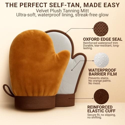3 in 1 Self Tanner Applicator Set for Beginners Streak-Free Tanning Mitt with Back Applicator & Kabuki Brush Easy Self Tanning Tools for Body Face & Back, No Orange Hands Self Tanning Tools Kit - Thumbnail 3