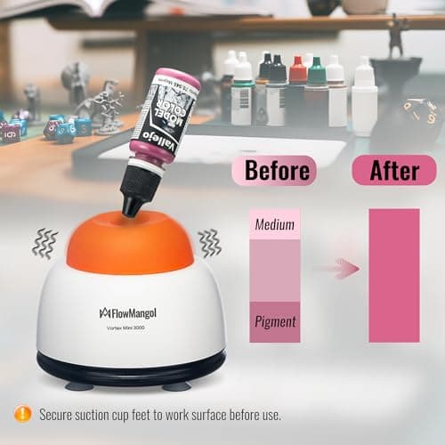 Flowmangol Vortex Mini 3000 Paint Shaker for Airbrush Acrylic Paint, Miniature Model Paint Mixer with Mixing Balls & Empty Dropper Bottles - 30 ml for Hobbies, Nail Gel Polish, Ink, Eyelash Glue - Thumbnail 4
