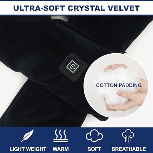 Heated Scarf Neck Heating Pad with 5000mAh Power Bank, Soft Velvet Heated Neck Wrap with 3 Heat Levels, Portable Cordless Neck Warmer for Men & Women Outdoor Winter Use – Black - Thumbnail 2