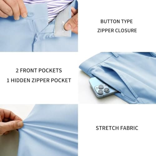 M MAELREG Mens Golf Pants Flat Front Waterproof Lightweight -30"/32"/34" Slim Fit Chino Casual Dress Pants for Men - Thumbnail 4