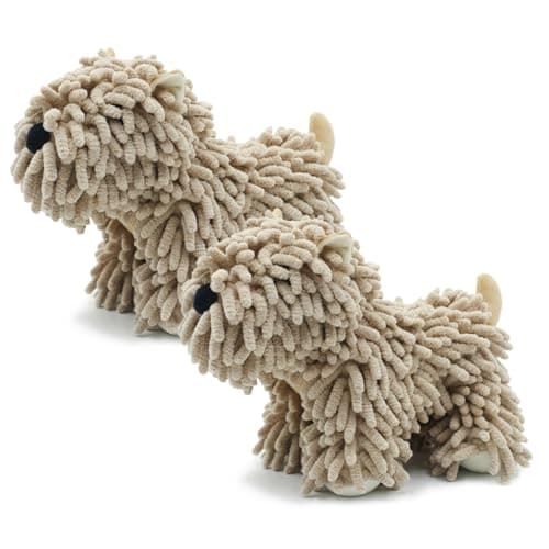 Cute Dog Chenille Hand Towel, 3D Puppy Hangable Fuzzy Ball Hand Towel Microfiber Super Soft Absorbent Bathroom & Kitchen Towels with Hanging Loop, Can Be Placed on the Sink Countertop (Khaki+Khaki)