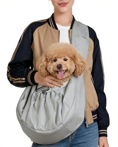 Puppy Sling Carrier for Small Dog-Widened and Thickened Shoulder Strap with Storage Pocket, Adjustable Hands-Free Small Dog Carrier Sling for Outdoor,Cat&Dog Sling Carrier 7-15 lbs.(Light Grey) - Image 1