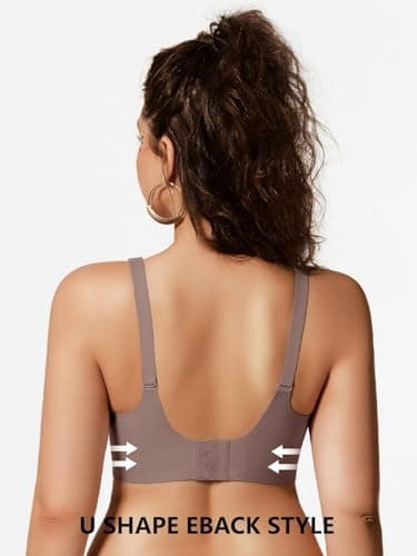 COCOMARTS Jelly Minimizer Bras for Women No Underwire Scalloped Push Up Wireless Bralettes Seamless Comfort Everyday Tshirt Bra Grey Medium - Thumbnail 3
