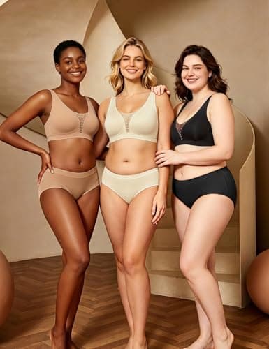 REALWILL Seamless Jelly Bra for Women Supportive No Underwire Lingerie Sexy V Mesh Wide Strap Bras Comfortable Tshirt Bra Black XL - Thumbnail 5