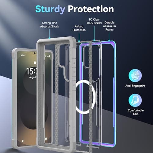 RAPTIC for S25 Ultra Case 6.9 Inch, Shield Case Compatible with MagSafe, [13FT Mil-Grade Drop Protection], Durable Anodized Shockproof Aluminum Frame Slim Samsung Galaxy S25 Ultra Case, Iridescent - Thumbnail 4
