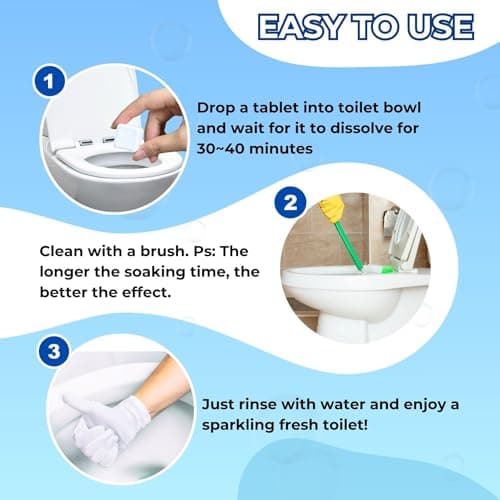 OceanBreezy Toilet Bowl Cleaner Tablets 24 Pcs, Household Toilet Cleaner with Bleach for Deodorizing & Septic-Safe Deep Cleaning, No Harsh Chemicals Powerful Stain Remover, Bathroom Cleaning Supplies - Thumbnail 4