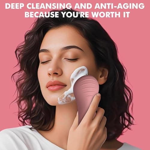 LZP Silicone Face Scrubber, Electric Facial Cleansing Brush with 6 Speeds Vibration Technology, Rechargeable & Waterproof Exfoliating Scrub Brush for Cleansing and Massaging, Men Women - Thumbnail 6
