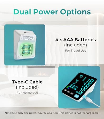 YONLO Blood Pressure Monitor, Automatic Upper Arm Blood Pressure Monitors for Home Use, 2 Blood Pressure Machine Cuff(9-17in & 13-21in) with Large LED Backlit Display, 3x199 Reading Memory Users White - Thumbnail 6