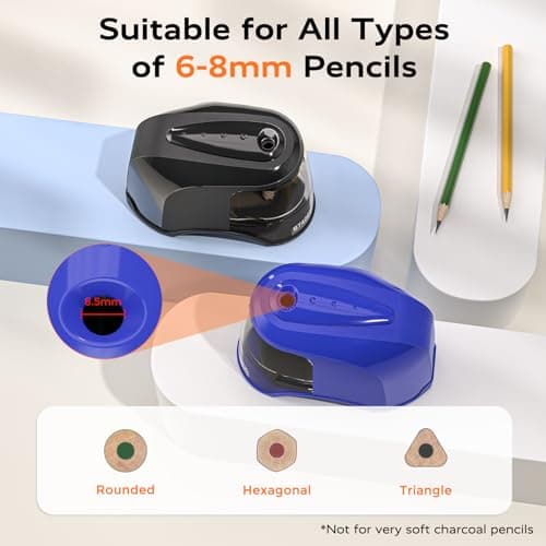 STAGEEK Electric Pencil Sharpener, Plug in or USB/Battery Operated. Works for No.2/Colored Pencils (6-8mm). Ideal for School Classroom Office Home, Blue - Thumbnail 3