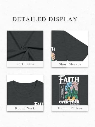 Christian Shirts for Women Oversized Faith Over Fear Boho Tops God Bible Verse Inspirational Tees Jesus Religious Gifts - Thumbnail 4