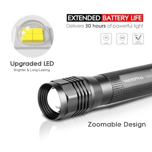 WdtPro High-Powered LED Flashlight S3000, Super Bright Flashlights - High Lumen, IP67 Water Resistant, 3 Modes and Zoomable for Camping, Emergency, Hiking, Gift - Thumbnail 4