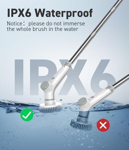 Electric Spin Scrubber, VEWIOR Cordless Shower Scrubber with 3 Adjustable Angle, Cleaning Brush with 2 Speeds 3 Replaceable Brush Heads for Bathroom Kitchen Tub - Thumbnail 5