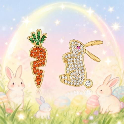 Easter Stud Earrings for Women Trendy Simple Rabbit Earrings Bunny Carrot Stud Earrings Cute Easter Gift for Her - Thumbnail 6
