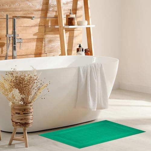Infinitee Xclusives Premium Cotton Bath Mats for Bathroom – Pack of 2 | 34x22 Inches | Ultra Soft, Super Absorbent, Non-Slip, Machine Washable Mats (Vivid Green) [Not a Rug] - Thumbnail 6
