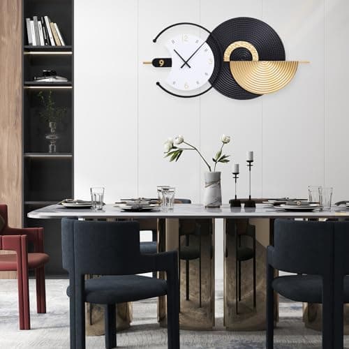 Anmotpe Large Wall Clock Geometric Oversize Modern Clocks Battery Operated Gold Iron Silent Non-Ticking Big Clocks for Living Room, Kitchen, Dining Room, Bedroom - Thumbnail 4