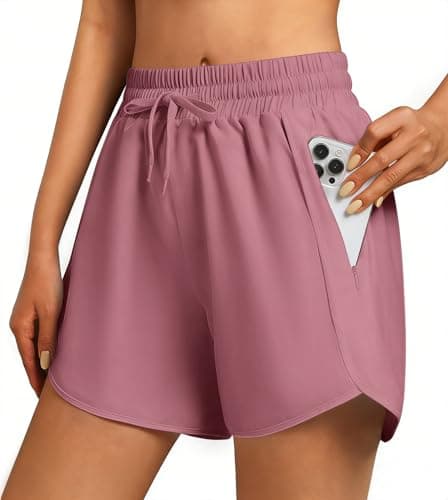 3rd hill Women's 5" Athletic Running Shorts Quick Dry Lightweight Workout Gym Shorts with Zipper Pockets UPF 50+ Maroon S - Image 1