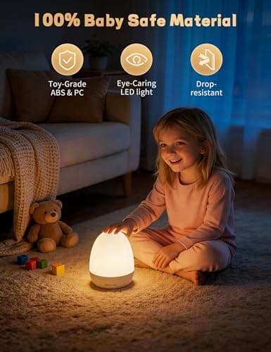 MediAcous Night Lights for Kids Room, Egg Light for Nursery with Stable Charging Pad, Dimmable Baby Night Light with 1H Timer & Touch Control, ABS+PC LED Egg Night Light for Breastfeeding, Up to 200H - Thumbnail 2