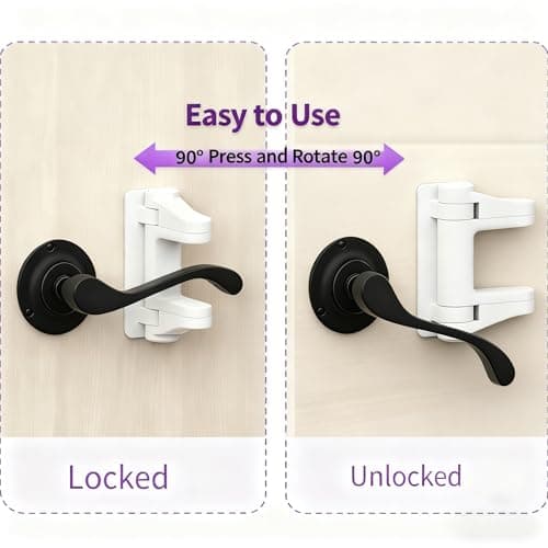 6-Pack Door Handle Baby Proof – Child Proof Door Lever Lock & Door Locks for Kids Safety, Stop Toddlers & Pets from Opening Doors – Easy One-Hand Use, No-Drill Adhesive – Fit Bath/Kitchen/Bedroom - Thumbnail 4