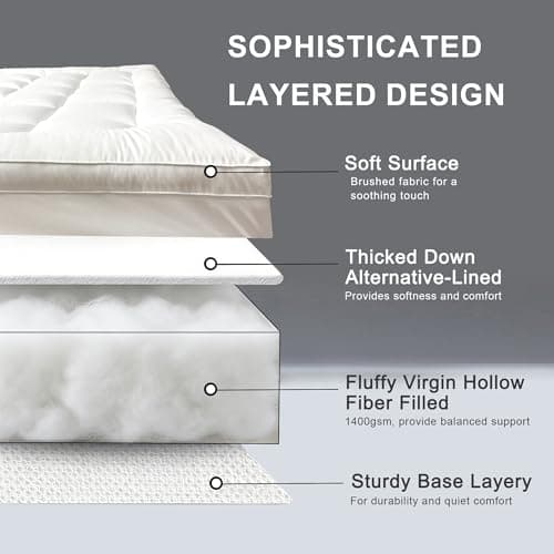 3 Inch Mattress Topper Rv Queen Size 1300GMS Soft Down Alternative Fill Pillow Top, Extra Thick Padded Mattress Pad & Protector, Breathable & Supportive for 8"-21" Deep Pocket - Thumbnail 3