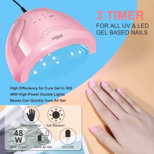 Complete Nail Studio Set with 48W UV LED Lamp, 24 Rainbow Colors, Cat Eye Gel Polish Kit, Nail Drill, Storage Box for Home Manicures - Thumbnail 5