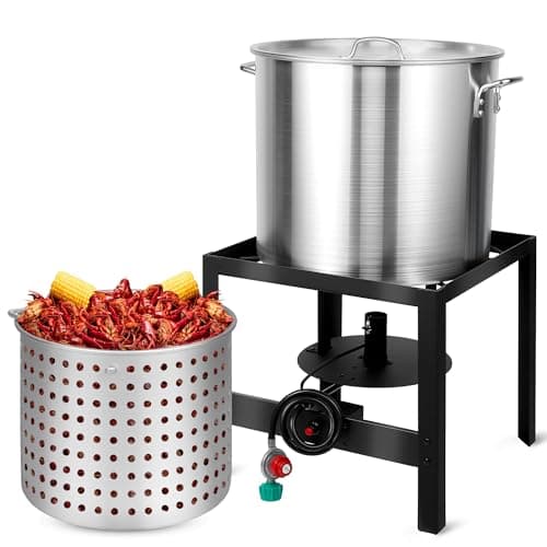 RYHOFOUD Seafood Boil Kit for Crawfish Boil Party, Featuring a Propane Burner, Propane Regulator, and a 100QT Pot with Basket, Built for Heavy-Duty Outdoor Use - Image 1