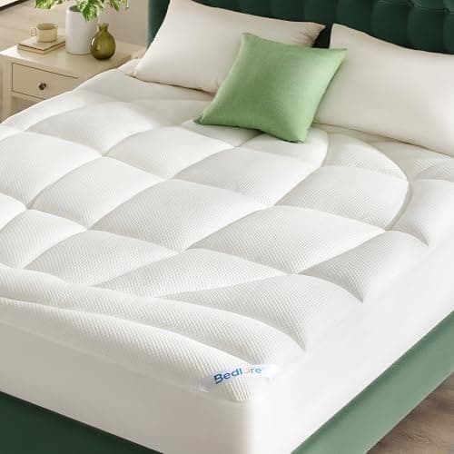 BEDLORE King Mattress Topper, Thick Tencel™ Blend Pillow Top Mattress Pad, Soft and Breathable Mattress Cover for Back Pain Relief, Deep Pocket Design Fits 6–18 Inches Mattresses(White) - Image 1