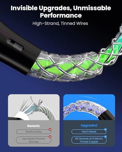 ComfyBay 3.3FT USB C to USB C Charging Cable, Ambient RGB Light Up Charger Cord, Compatible with Samsung Galaxy, iPhone 16/15, iPad, and More - Thumbnail 2