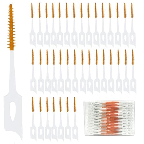 Maoerdental 300 Pieces Dual-Use Interdental Brushes Soft Silicone, Disposable Dental Picks,Premium Dental Floss Picks for Effective Teeth Cleaning(300PCS Orange) - Image 1