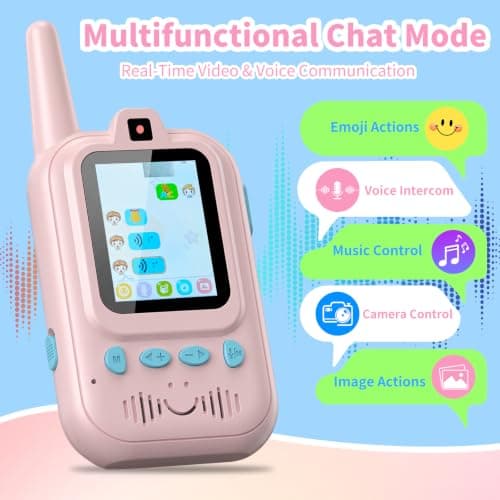 Video Walkie Talkies for Kids, 2 Pack Rechargeable Video & Long Range for Indoor Play, Dual Camera Front and Back,Camping Hiking, Outside Toys Gifts for Boys Girls Age 3-12 - Thumbnail 3