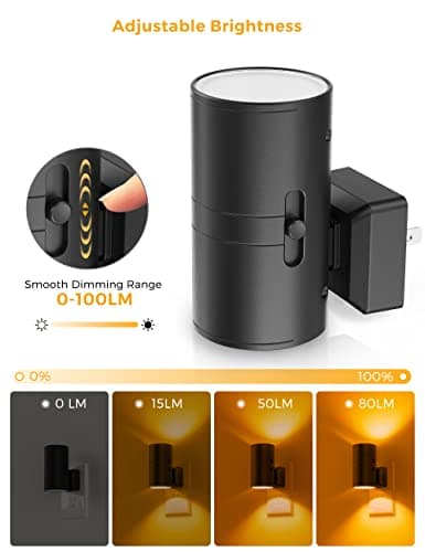 L LOHAS LED Night Light, Amber Nightlight, Dimmable Night Light, Light Sensor, Yellow Nightlight, 0-100LM, Sleep Light for Kids, Soft & Warm Light for Bedroom, Bathroom, 2 Pack - Thumbnail 4