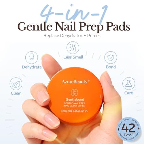 AZUREBEAUTY Nail Dehydrator and Primer 4-in-One Nail Prep Pads Nail Bond Primer Wipes 84PCS (2 Boxes), Acid-Free Hema-Free Gentle Quick Dry Nail Prep Bond for Gel Polish, Acrylic & Dip Powder - Thumbnail 4
