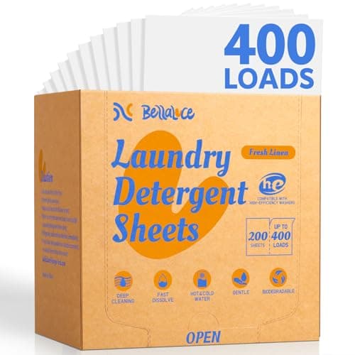 BellaLuce Laundry Detergent Sheets - Laundry Sheets, 400 Loads, Eco-Friendly, Plastic-Free, Fresh Linen Scent, Space Saving, Fast Dissolve & Hypoallergenic - Image 1
