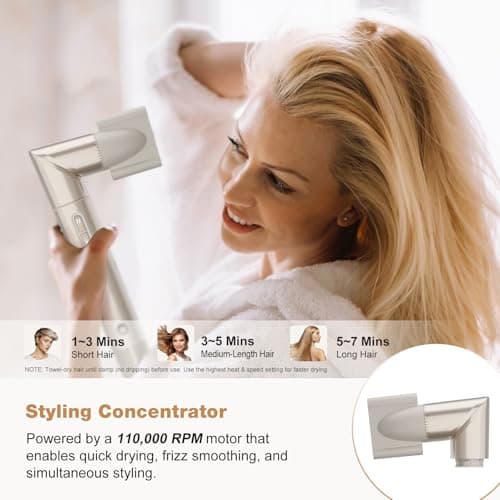 7MAGIC 7-in-1 Hot Air Styler, Hair Styler Dryer Brush with Auto-Wrap Curlers, High-Speed Hair Dryer for Fast Drying, Volumizing & Straightening, Travel Case Included, Champagne Gold - Thumbnail 4