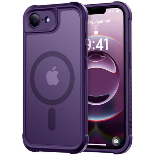 Thomo Magnetic for iPhone 17e Case/iPhone 16e Case, [Full Camera Protection] [Compatible with Magsafe] Military-Grade Shockproof, Anti-Fingerprint Translucent Matte Phone Case,Deep Purple - Image 1